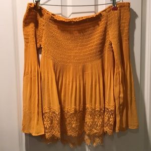 Mustard yellow off the shoulder top